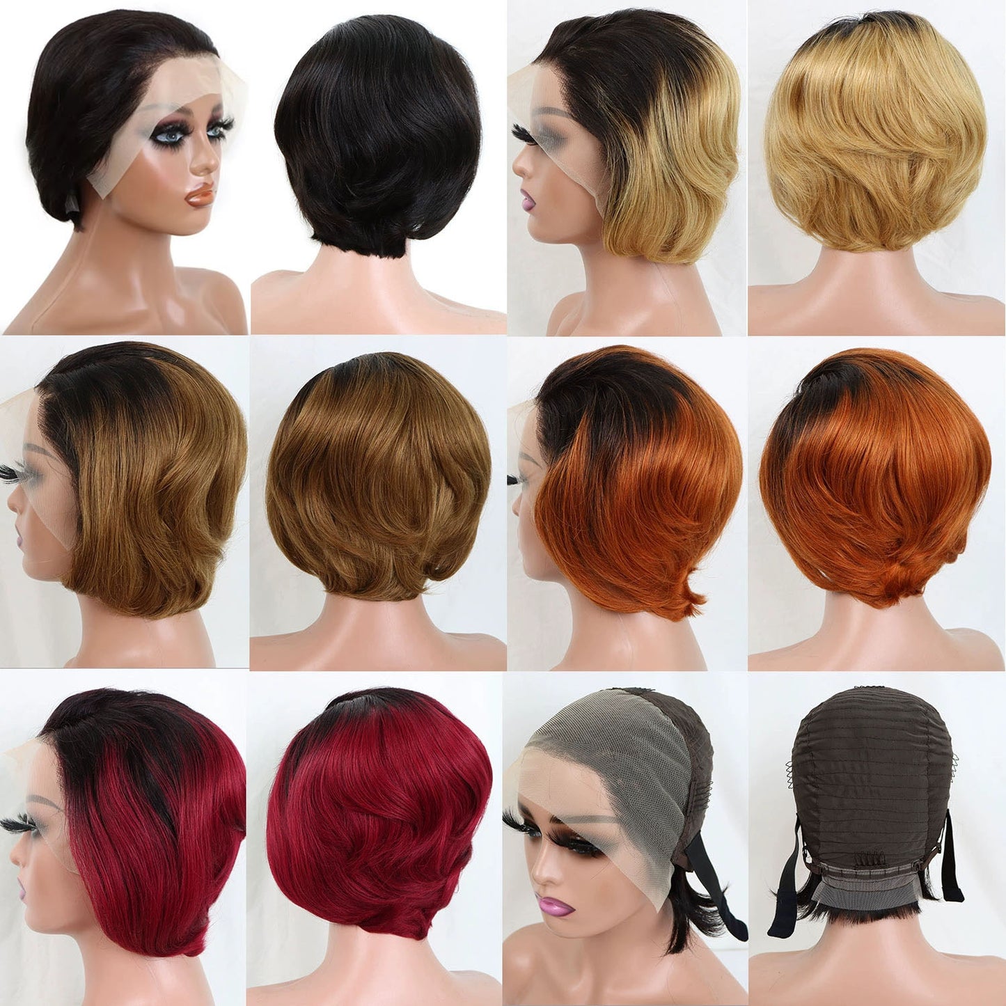 New Arrival Colored 13x4 Lace Front Pixie Wigs Virgin Hair Vendors Pixie Cut Bob Wigs Lace Frontal Short Human Hair Wig