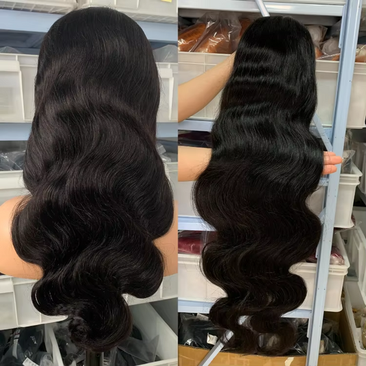 100% High Quality Virgin Human Hair Body Wave Wigs Lace Part Wig Natural Black Hair Wigs
