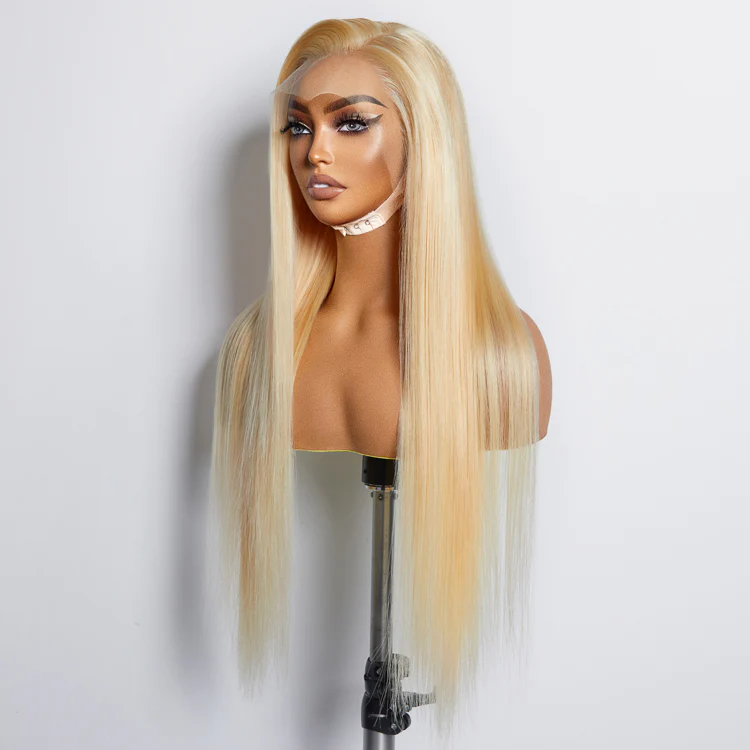 13×4 Honey Blonde 613 Color Human Hair Wigs Silky Straight Lace Frontal Wigs Pre-plucked Babyhair √