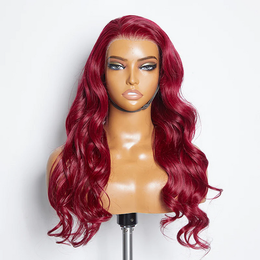 13*4 #99J Burgundy Color Lace Frontal Wig Body Wave Hair Wig