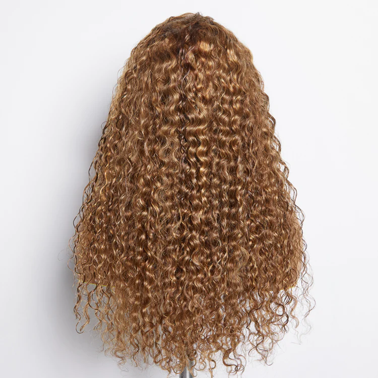 P4/27 Honey Blonde Highlight Wigs Water Wave 13x4 Lace Front Wig Peruvian Hair Curly Lace Front Human Hair Wigs For Black Women √