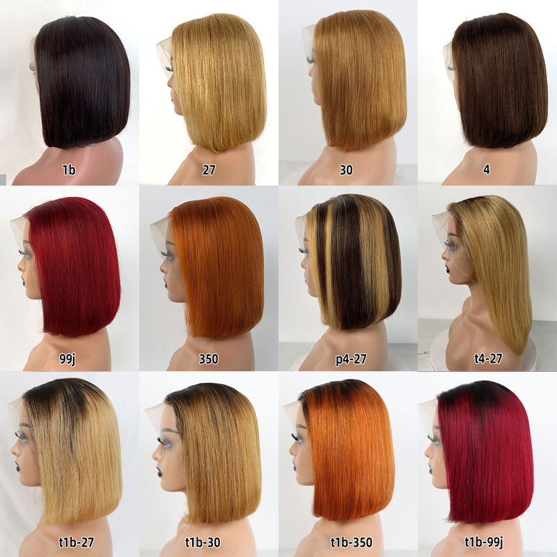 Colored Bob Lace Wig Straight Hair Lace Frontal Human Hair Short Wigs For Black Women √