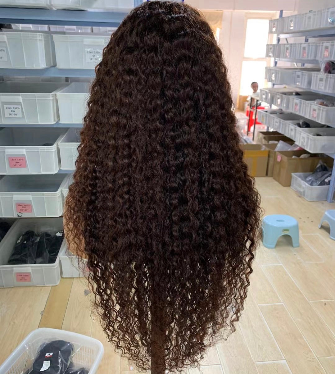 13"x4" Lace Front Water Wave Wig Brown Color Wigs Free Part Human Hair Wigs