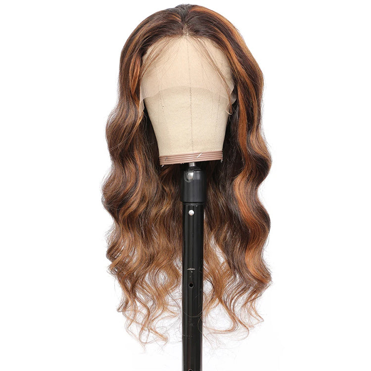 Highlight Color Body Wave Hair Lace Front Wig 100% Human Hair Wigs √
