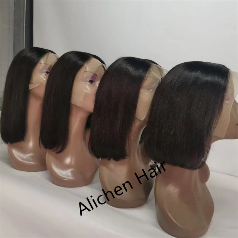 Short Straight Human Hair Bob Wigs For Girls Lace Front Wigs Human Hair Wigs 150% Density Middle Part √