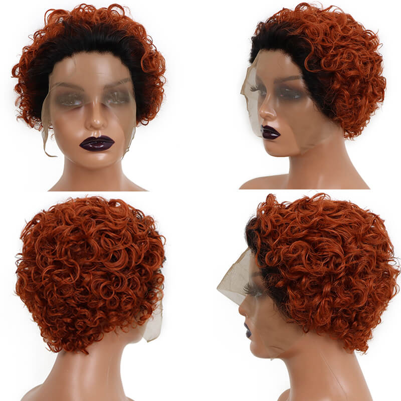 Curly Human Hair Wigs Pixie Cut Wig Colored Human Hair Wigs Cheap Wig Preplucked Hairline Wig For Women