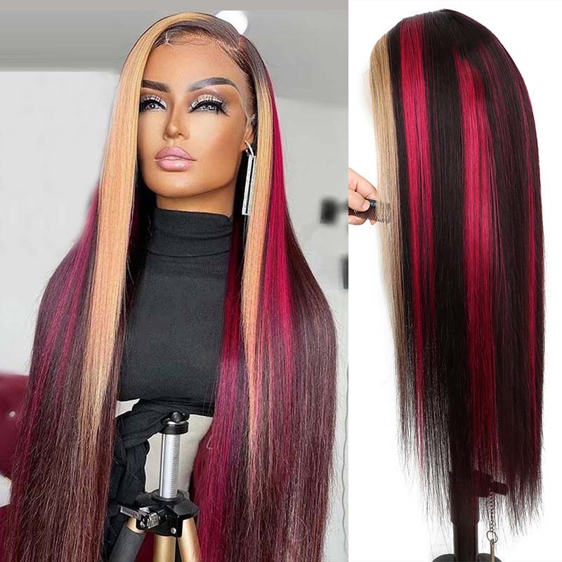 Ombre Color Straight Human Hair Wigs Lace Frontal Wigs √
