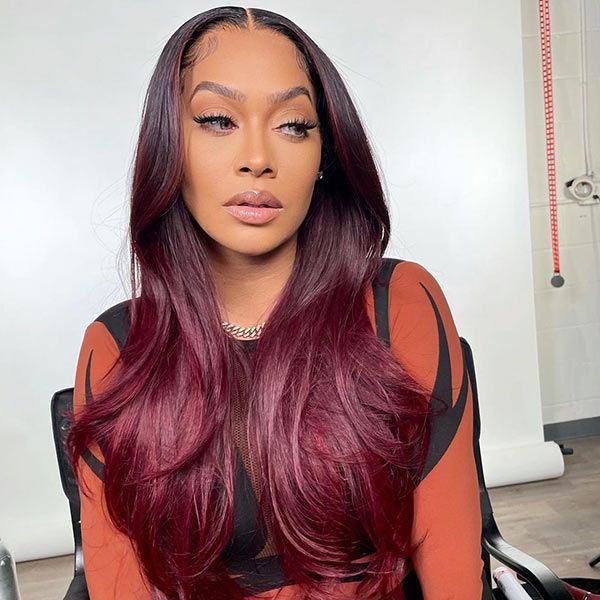 1B/99J Ombre Burgundy Wig Body Wave Remy 13x4 Lace Frontal Wigs T Part Lace Wig Glueless Wig √