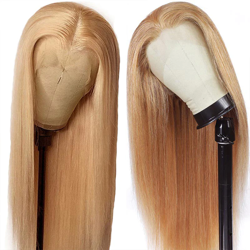 #27 Color Wig Honey Blonde 13x4 Lace Frontal Wigs 100% Human Hair Straight Hair √