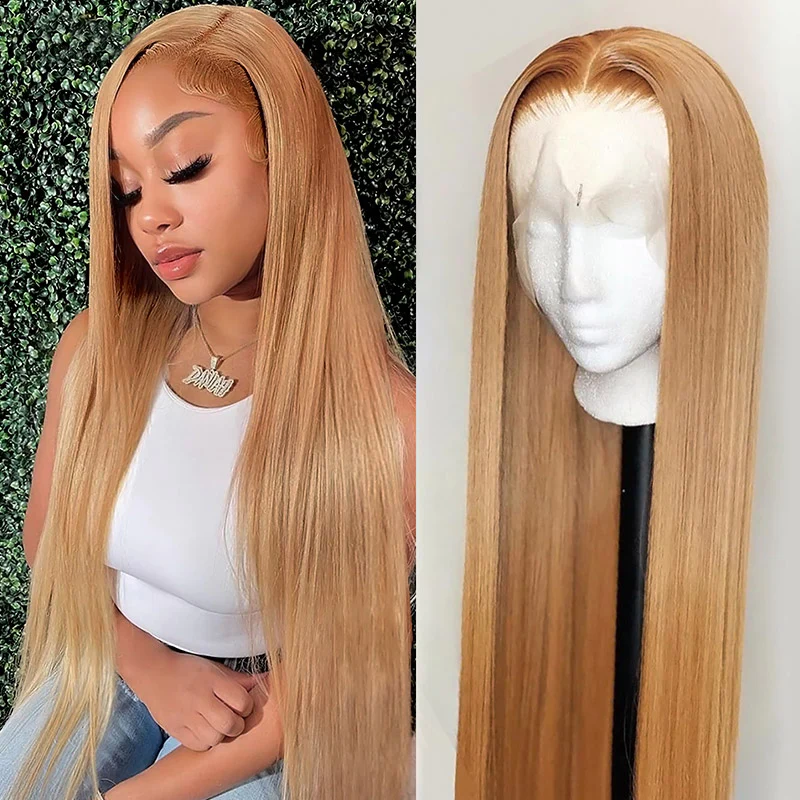 #27 Color Wig Honey Blonde 13x4 Lace Frontal Wigs 100% Human Hair Straight Hair √