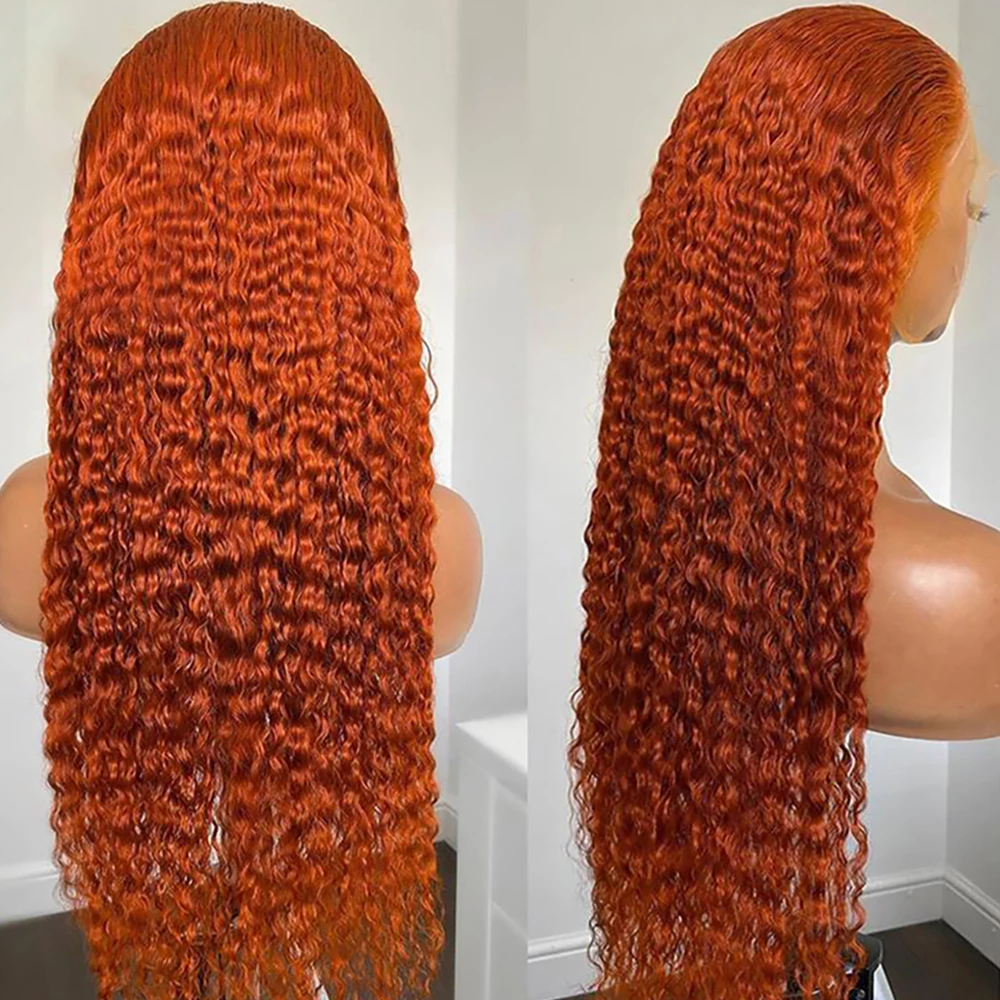 Ginger Orange Color 13x4 Lace Front Wig Curly Hair Human Hair Wigs √
