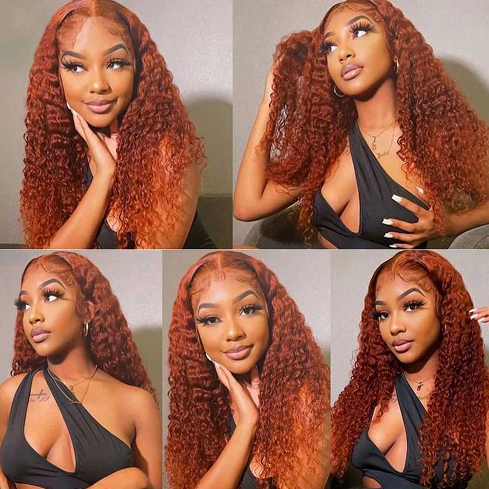 Ginger Orange Color 13x4 Lace Front Wig Curly Hair Human Hair Wigs √