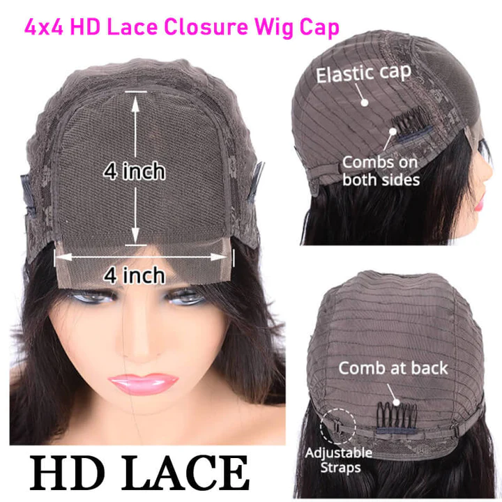 4x4 HD Lace Closure Wig Straight ,Body ,Deep, Water ,Curly √