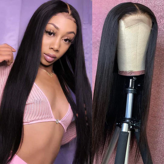 4x4 Lace Closure Wig 180% Density Straight Human Hair Wigs Pre-Plucked With Baby Hair √