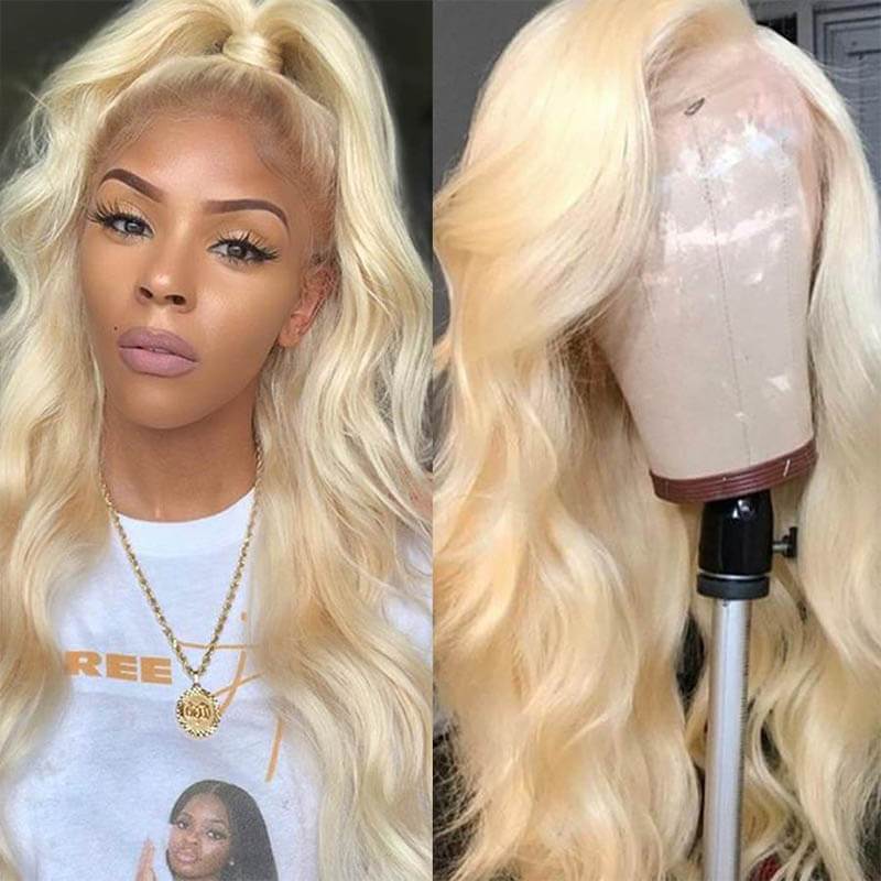 13×4 Honey Blonde 613 Color 10A Grade 613 Honey Blonde Body Wave Lace Front Virgin Human Hair Wigs √