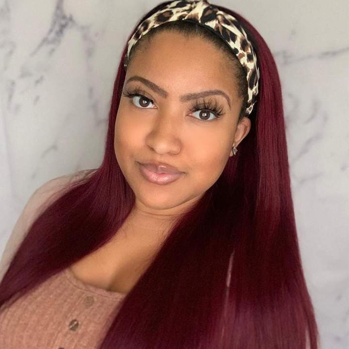Brazilian Straight Virgin Human Hair Wig Natural Headband Fashion Wig Red Color √