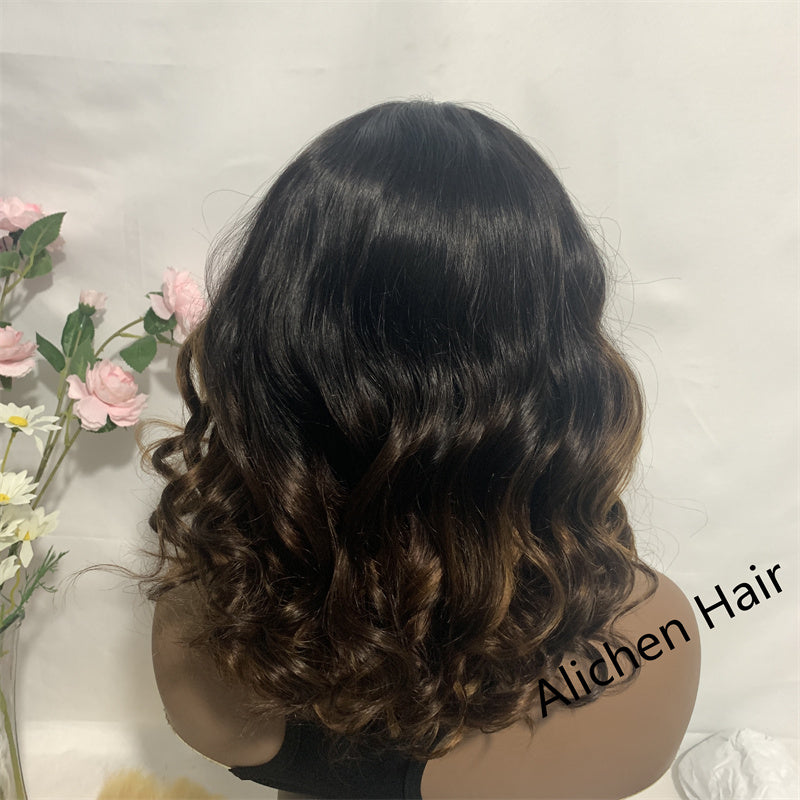 210% Density T Lace Wig Short Bob Wigs T1B/P4/30 Color Curly Wigs √