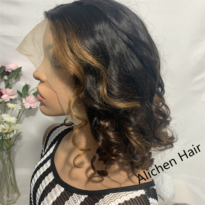 210% Density T Lace Wig Short Bob Wigs T1B/P4/30 Color Curly Wigs √