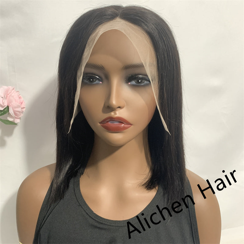 Short Straight Human Hair Bob Wigs For Girls Lace Front Wigs Human Hair Wigs 150% Density Middle Part √
