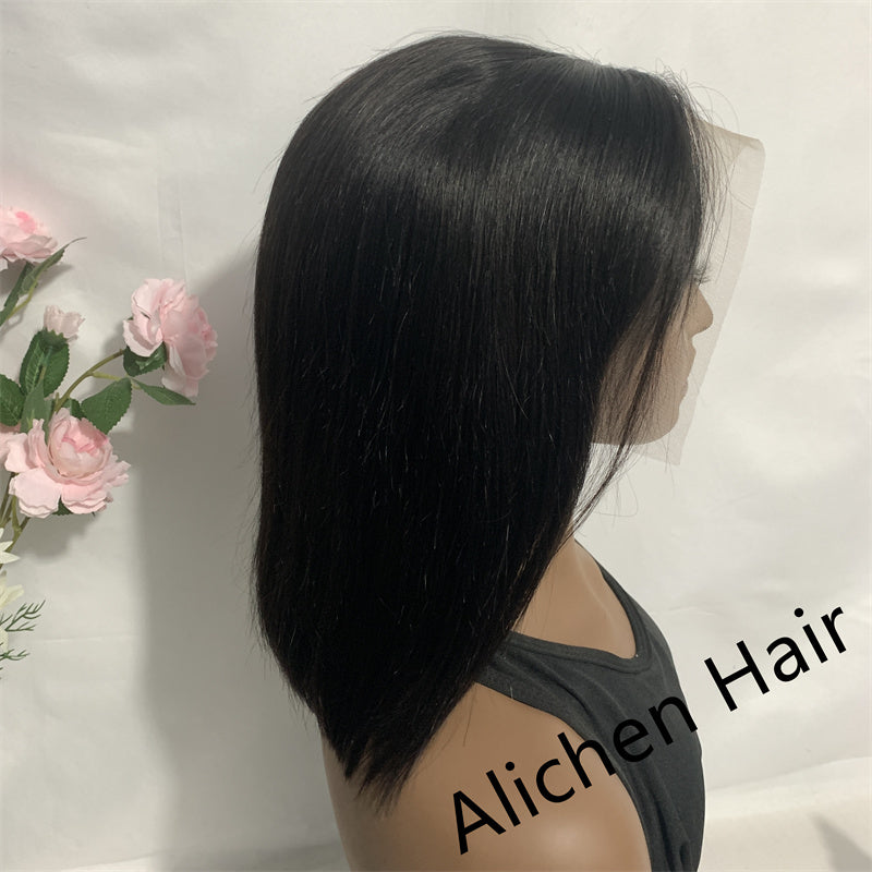 Short Straight Human Hair Bob Wigs For Girls Lace Front Wigs Human Hair Wigs 150% Density Middle Part √