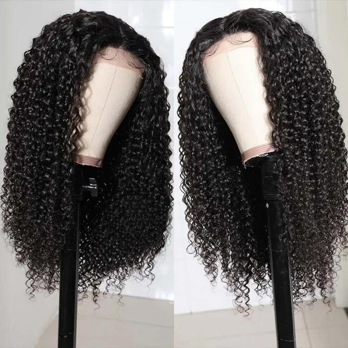 Jerry Curly 4x4 Closure Wig Natural Hairlines 210% Density Lace Closure Thick Wigs √