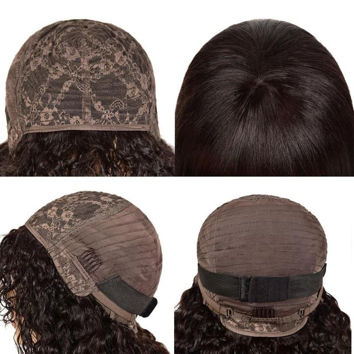 Brazilian Straight Virgin Human Hair Wig With Bangs Natural Head Fashion Bang Wig Black Color √