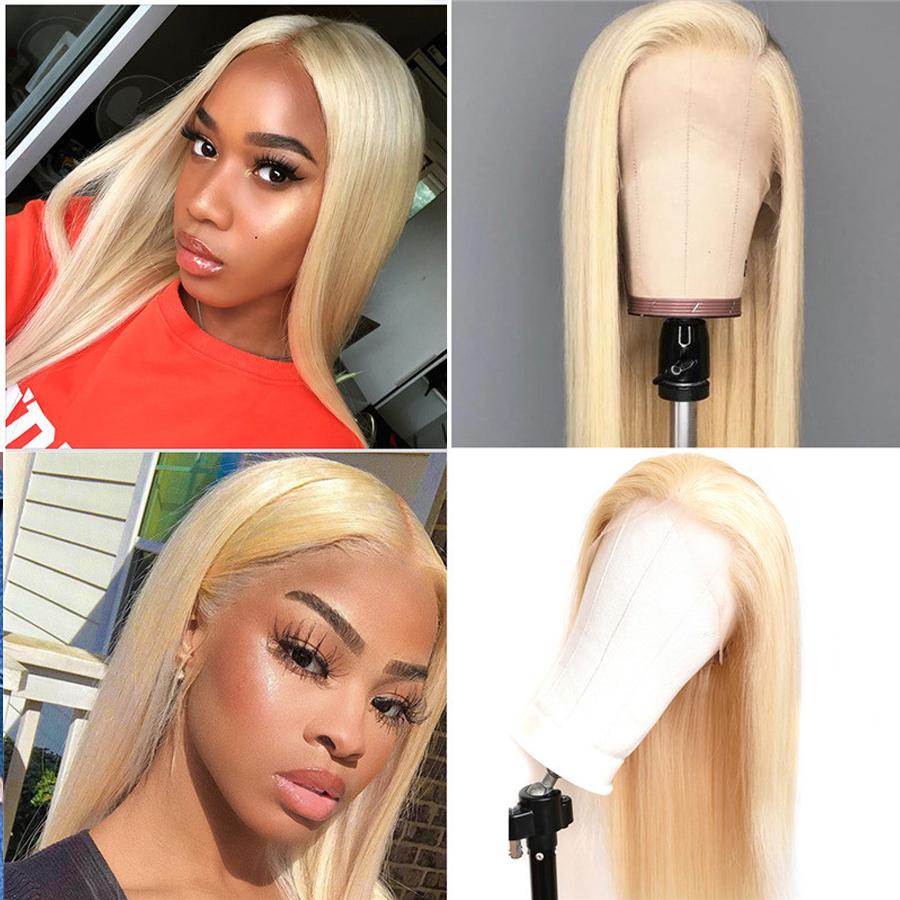 13×4 Honey Blonde 613 Color Human Hair Wigs Silky Straight Lace Frontal Wigs Pre-plucked Babyhair √