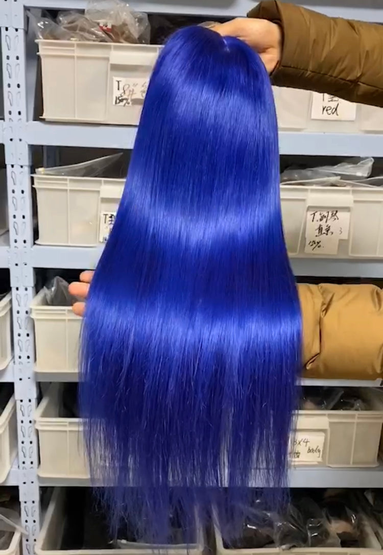 13×4 Pre-plucked Customized Color Human Hair Wigs Straight Lace Frontal Wig √