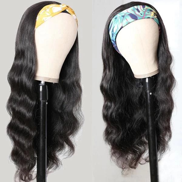 Headband Wigs Body Wave Human Hair Natural Color Glueless Virgin Unprocessed Natural Black Color √