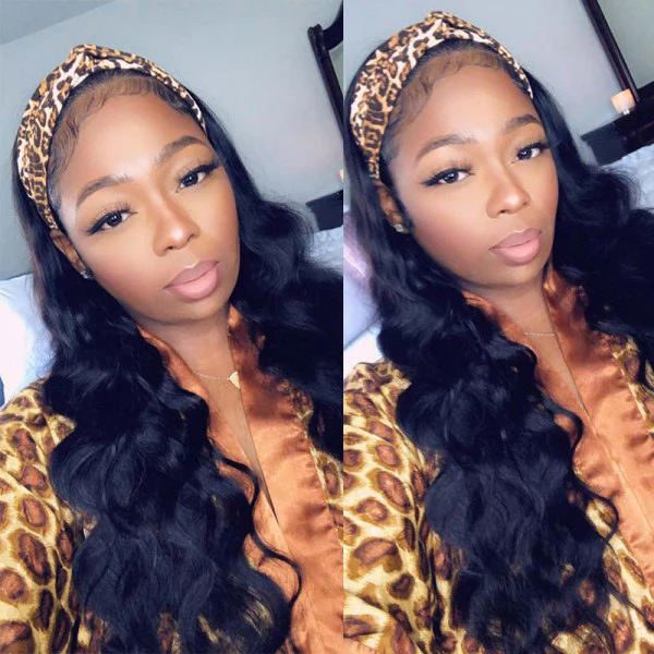 Headband Wigs Body Wave Human Hair Natural Color Glueless Virgin Unprocessed Natural Black Color √