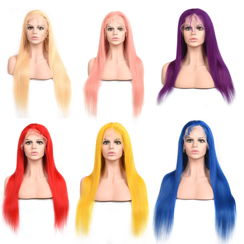 13×4 Pre-plucked Customized Color Human Hair Wigs Straight Lace Frontal Wig √