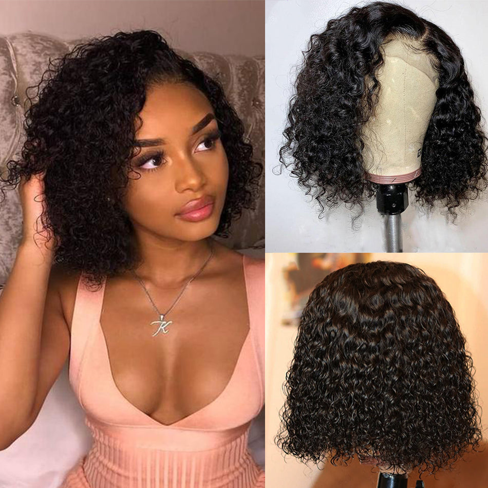 Cheap Brazilian Curly Bob Wigs Human Hair Lace Wigs Short Curly Wig 13x4 Lace Glueless For Women √