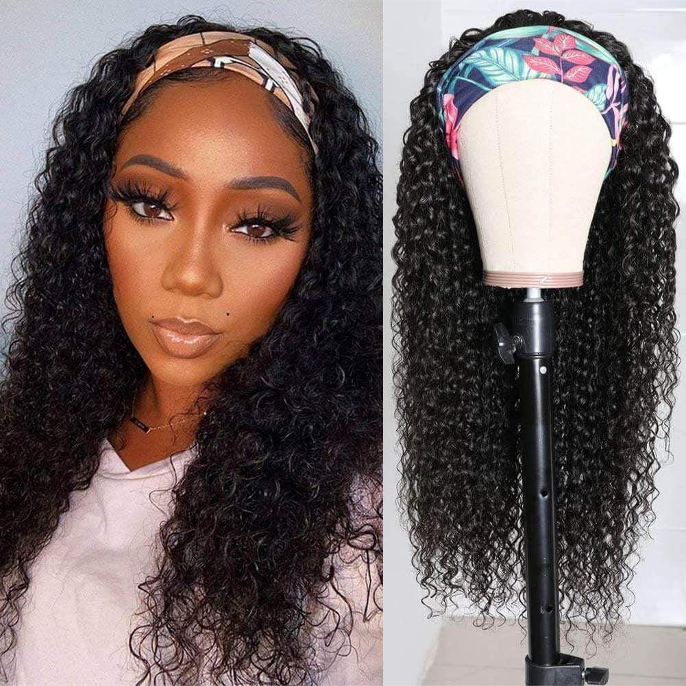 Remy Hair Best Long Curly Hair Headband Wigs And Bangs Wigs Human Hair Glueless Wigs Natural Black Youth Series √