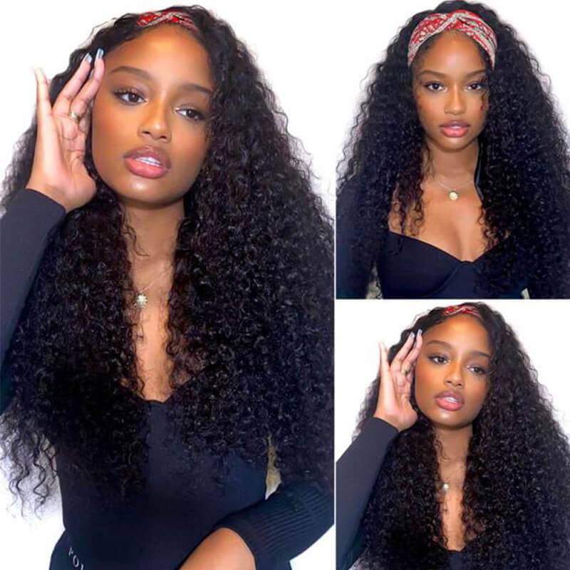 Remy Hair Best Long Curly Hair Headband Wigs And Bangs Wigs Human Hair Glueless Wigs Natural Black Youth Series √