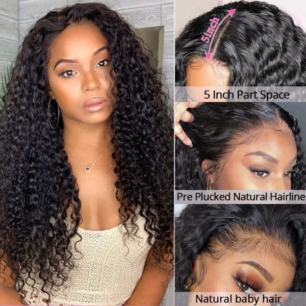 Deep Wave Wig Pre Plucked Affordable Human Hair Lace Front Wigs 5x5 Lace Closure Wigs √