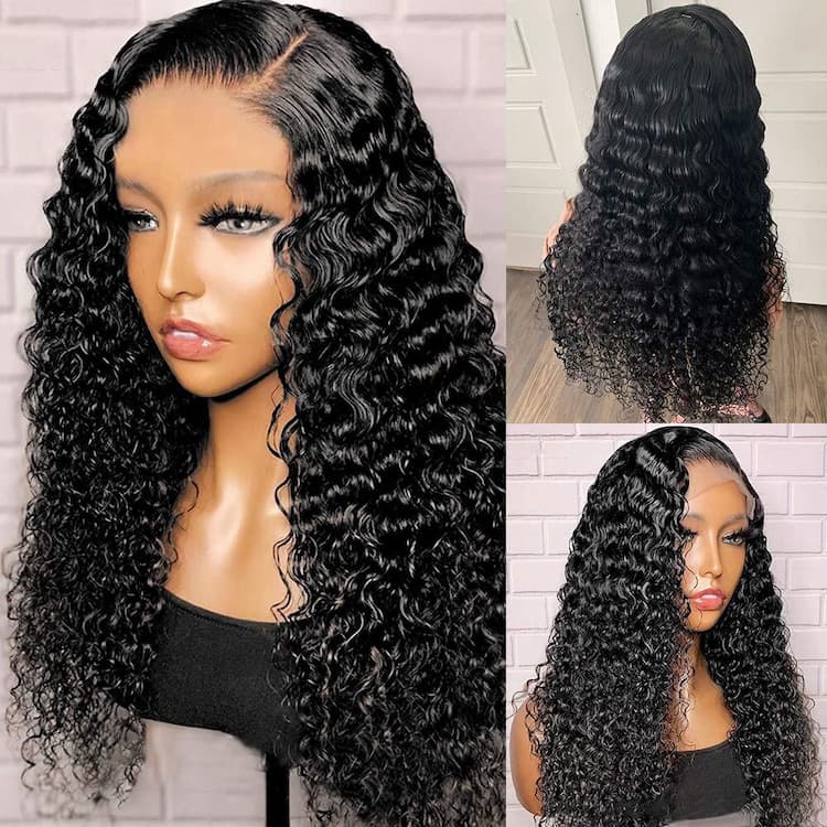Deep Wave 13x4 Lace Frontal Wig Virgin Human Hair Wigs High Density √