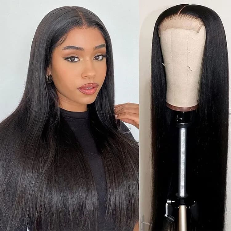 4x4 Lace Closure Wig 180% Density Straight Human Hair Wigs Pre-Plucked With Baby Hair √