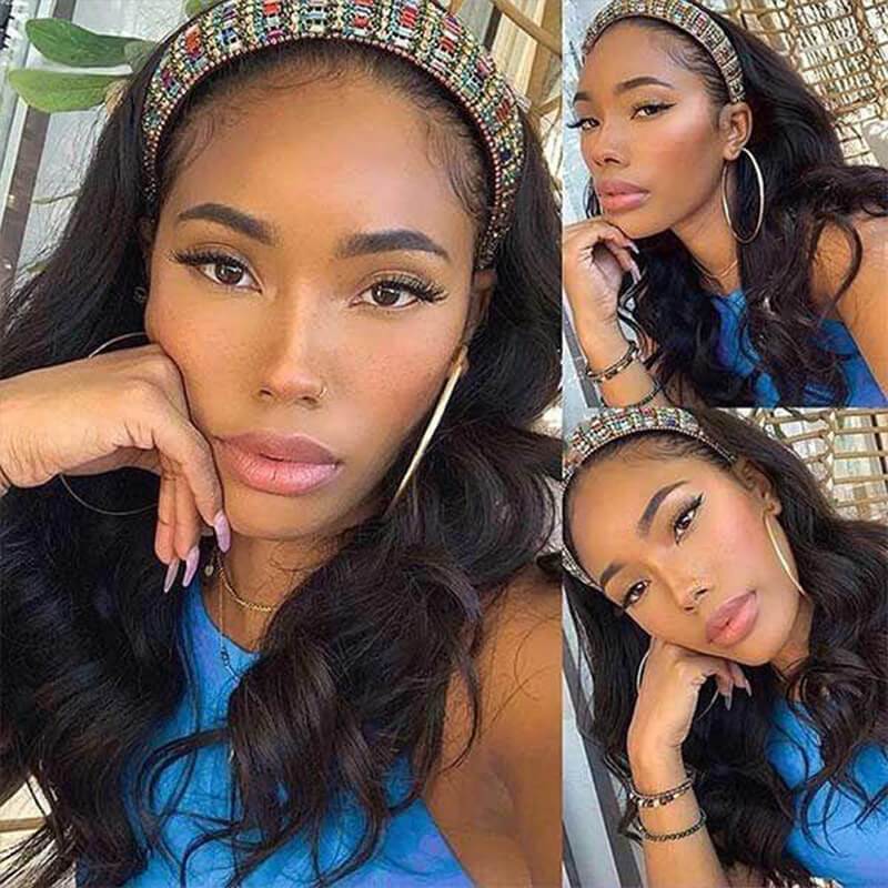 Remy Hair Best Long Hair Headband Wigs Human Hair Glueless Wigs Natural Black Youth Series √