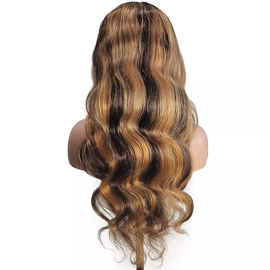 Ombre Highlight Wig Body Wave 13x4 Lace Front Wigs Human Hair Honey Blonde Colored P4/27 Pre-plucked With Baby Hair √