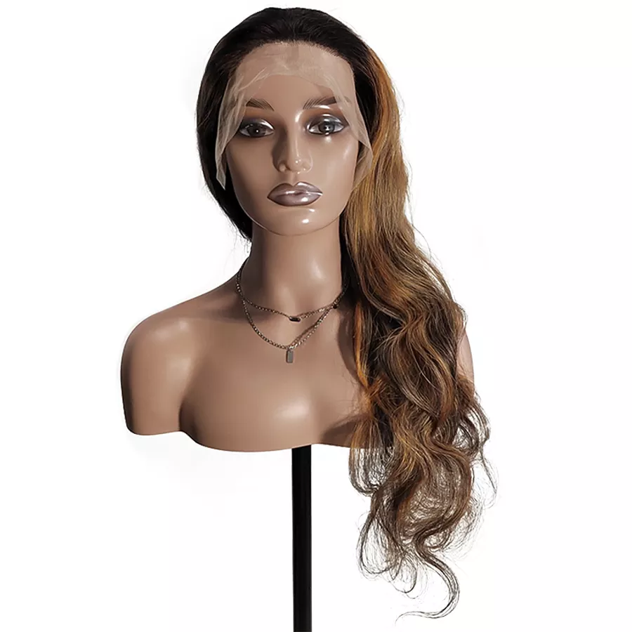 Ombre Highlight Wig Body Wave 13x4 Lace Front Wigs Human Hair Honey Blonde Colored P4/27 Pre-plucked With Baby Hair √