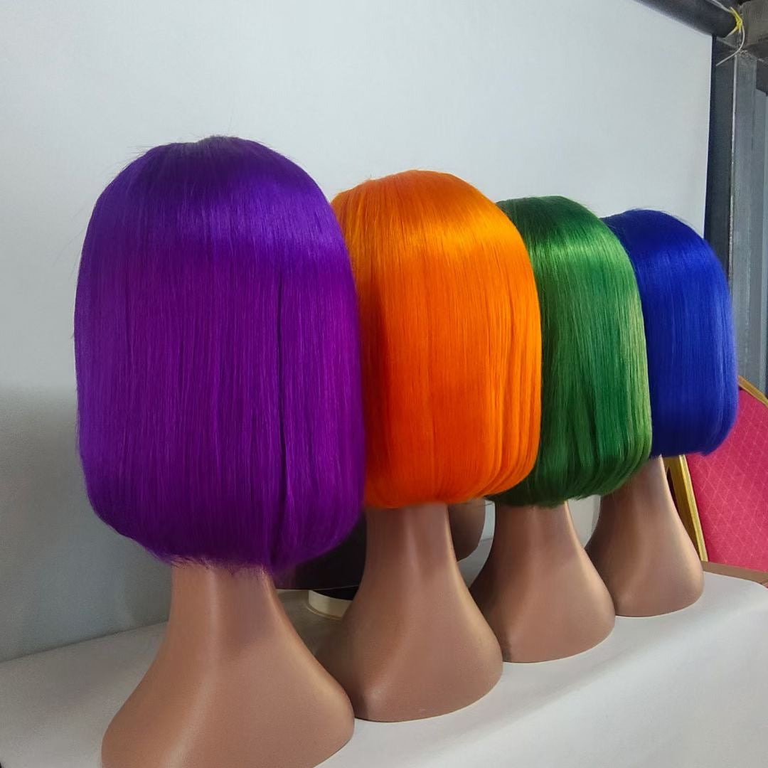 13x4 Lace Front Short Straight Bob Wig Customized Color 150% Density √
