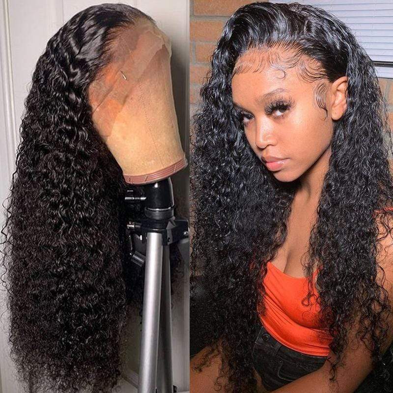 13x4 Lace Front Wigs Virgin Hair Kinky Curly Lace Wigs Natural Black Color √