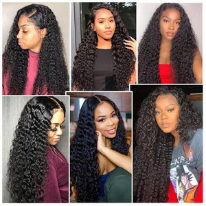 Deep Wave 13x4 Lace Frontal Wig Virgin Human Hair Wigs High Density √