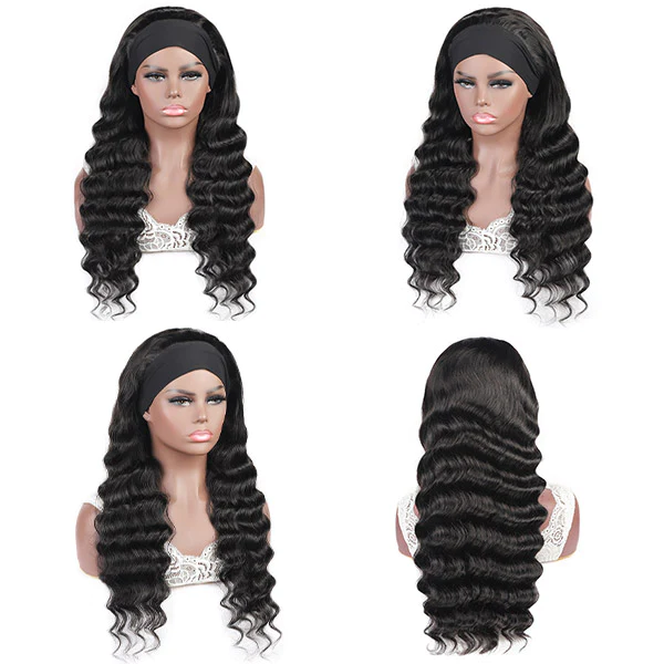 Loose Deep Wave Virgin Human Hair Headband Glueless Wigs 180% Density √