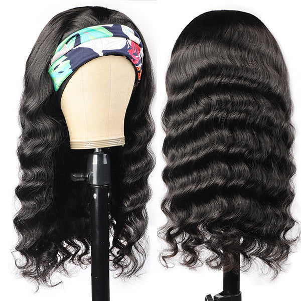 Virgin Human Hair Headband Glueless Wigs 250% Density Loose Wave √