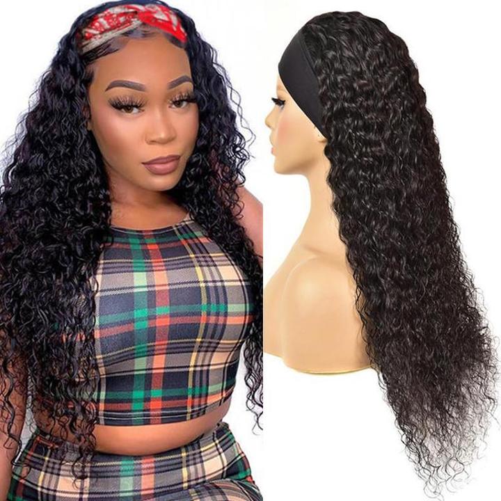 Headband Wig Long Hair Wigs Glueless Human Hair Wigs Natural Black Color Straight | Deep Wave| Body Wave| Water Wave| Jerry Curly| Kinky Curly √
