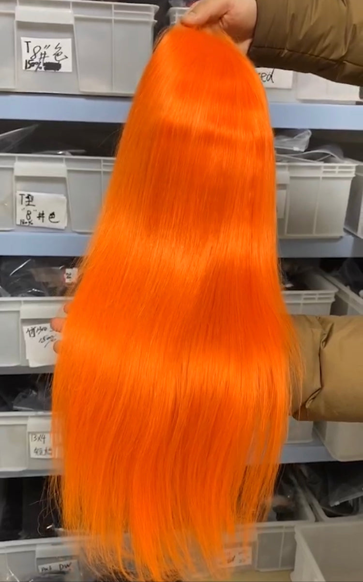 13×4 Pre-plucked Customized Color Human Hair Wigs Straight Lace Frontal Wig √