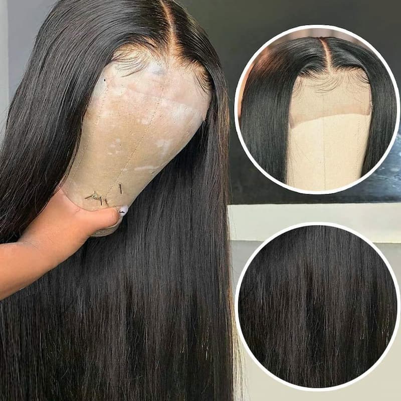 4x4 Lace Closure Wig 180% Density Straight Human Hair Wigs Pre-Plucked With Baby Hair √