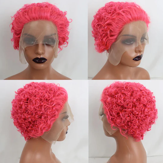 Curly Human Hair Wigs Pixie Cut Wig Colored Human Hair Wigs Cheap Wig Preplucked Hairline Wig For Women