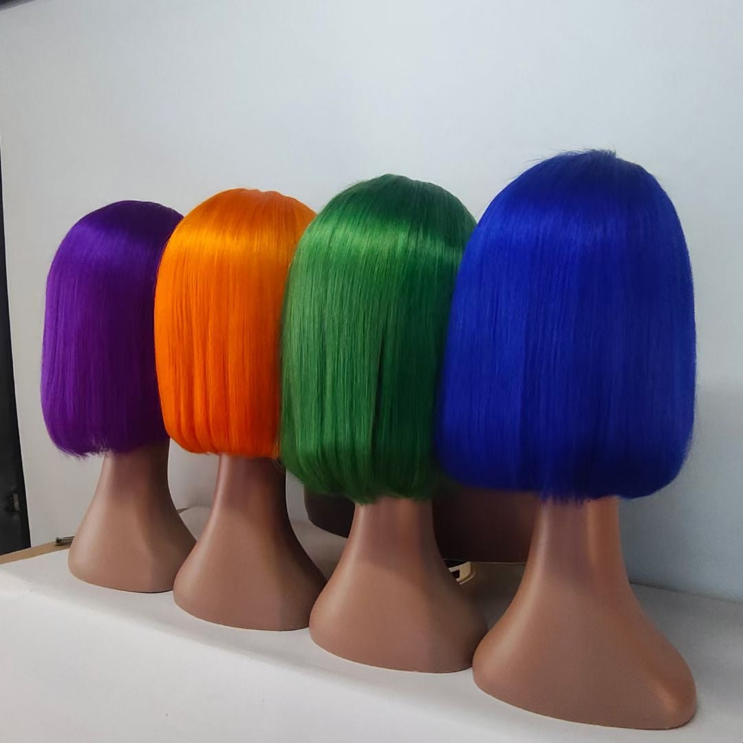 13x4 Lace Front Short Straight Bob Wig Customized Color 150% Density √